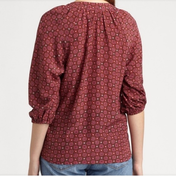 Joie Burgundy Geometric Blouse Size XS - Picture 4 of 5